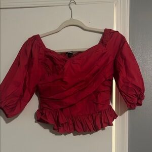 Forever 21 Red Ruffled Crop Top